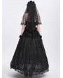 Eva Lady Black Gothic Elegant Lace Applique Mesh Maxi Skirt