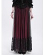 Eva Lady Red Gothic Elegant Lace Applique Mesh Maxi Skirt