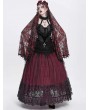 Eva Lady Red Gothic Elegant Lace Applique Mesh Maxi Skirt