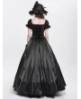 Eva Lady Black Gothic Off-the-Shoulder Beaded Lace Applique Long Party Ball Gown