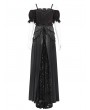 Eva Lady Black Gothic Off-the-Shoulder Beaded Lace Applique Long Party Ball Gown