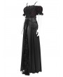 Eva Lady Black Gothic Off-the-Shoulder Beaded Lace Applique Long Party Ball Gown