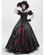 Eva Lady Black and Red Gothic Off-the-Shoulder Beaded Lace Applique Long Party Ball Gown