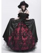 Eva Lady Black and Red Gothic Off-the-Shoulder Beaded Lace Applique Long Party Ball Gown