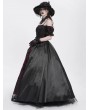 Eva Lady Black and Red Gothic Off-the-Shoulder Beaded Lace Applique Long Party Ball Gown