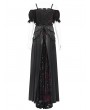 Eva Lady Black and Red Gothic Off-the-Shoulder Beaded Lace Applique Long Party Ball Gown