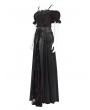 Eva Lady Black and Red Gothic Off-the-Shoulder Beaded Lace Applique Long Party Ball Gown