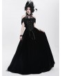 Eva Lady Black Gothic Vintage Lace Spliced Velvet Halter Long Party Dress