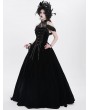 Eva Lady Black Gothic Vintage Lace Spliced Velvet Halter Long Party Dress