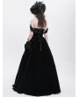 Eva Lady Black Gothic Vintage Lace Spliced Velvet Halter Long Party Dress