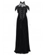 Eva Lady Black Gothic Vintage Lace Spliced Velvet Halter Long Party Dress