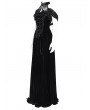 Eva Lady Black Gothic Vintage Lace Spliced Velvet Halter Long Party Dress