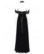 Eva Lady Black Gothic Vintage Lace Spliced Velvet Halter Long Party Dress