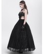 Eva Lady Black Gothic Sexy Hollow Out Beaded Tassel Maxi Party Dress