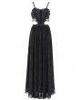 Eva Lady Black Gothic Sexy Hollow Out Beaded Tassel Maxi Party Dress