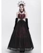 Eva Lady Red and Black Gothic Sexy Hollow Out Beaded Tassel Maxi Party Dress