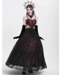 Eva Lady Red and Black Gothic Sexy Hollow Out Beaded Tassel Maxi Party Dress