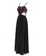 Eva Lady Red and Black Gothic Sexy Hollow Out Beaded Tassel Maxi Party Dress