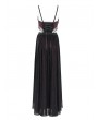 Eva Lady Red and Black Gothic Sexy Hollow Out Beaded Tassel Maxi Party Dress