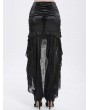 Eva Lady Black Gothic Sexy Lace Applique Tassel High-Low Skirt