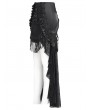 Eva Lady Black Gothic Sexy Lace Applique Tassel High-Low Skirt