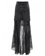 Eva Lady Black Gothic Sexy Lace Applique Tassel High-Low Skirt