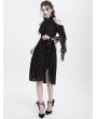 Eva Lady Black Gothic Beaded Cold Shoulder Flared Sleeve Drawstring Dress