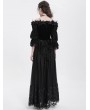 Eva Lady Black Gothic Off-Shoulder Flower Feather Velvet Top for Women