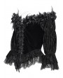 Eva Lady Black Gothic Off-Shoulder Flower Feather Velvet Top for Women