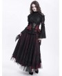 Devil Fashion Red Gothic Retro Ruffled Front Zip Underbust Waistband for Women