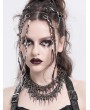 Devil Fashion Silver Gothic Punk Spiked Rivet Double Layered Necklace