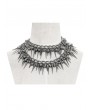 Devil Fashion Silver Gothic Punk Spiked Rivet Double Layered Necklace