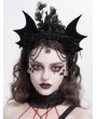 Devil Fashion Black Gothic Bat Wing Rose Feather Beaded Headdress