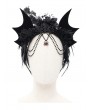 Devil Fashion Black Gothic Bat Wing Rose Feather Beaded Headdress