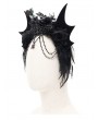 Devil Fashion Black Gothic Bat Wing Rose Feather Beaded Headdress