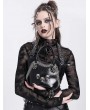 Devil Fashion Black Gothic Punk Skull Studded Top Handle Faux Leather Bag