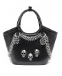 Devil Fashion Black Gothic Punk Skull Studded Top Handle Faux Leather Bag