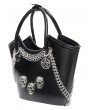 Devil Fashion Black Gothic Punk Skull Studded Top Handle Faux Leather Bag