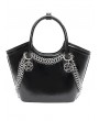 Devil Fashion Black Gothic Punk Skull Studded Top Handle Faux Leather Bag