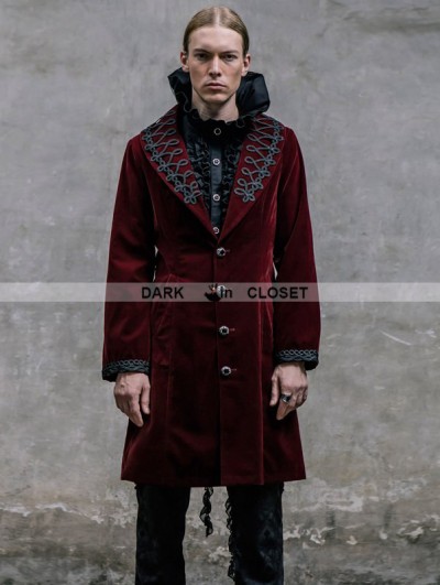 Devil Fashion Wine Red Vintage Gothic Jacket for Men - DarkinCloset.com